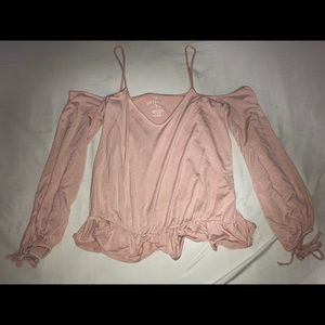 Cold Shoulder, Spaghetti Strap, Baby Pink Shirt